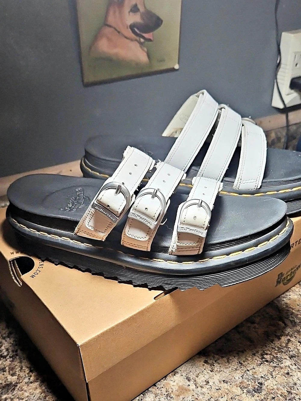 Dr. Martens Blaire Slide Sandal White & Black US 8